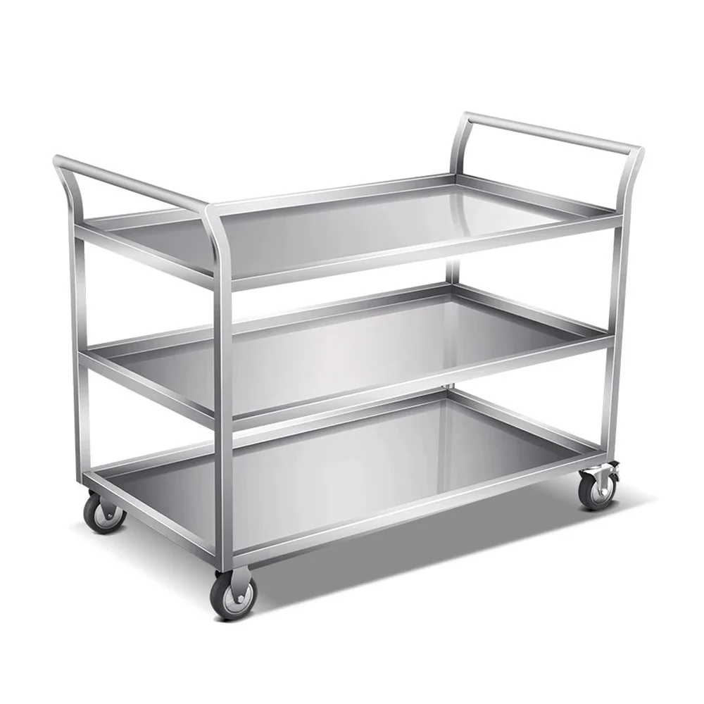 Commercial Kitchen Bench - Stainless Steel Utility Cart 3 Tier