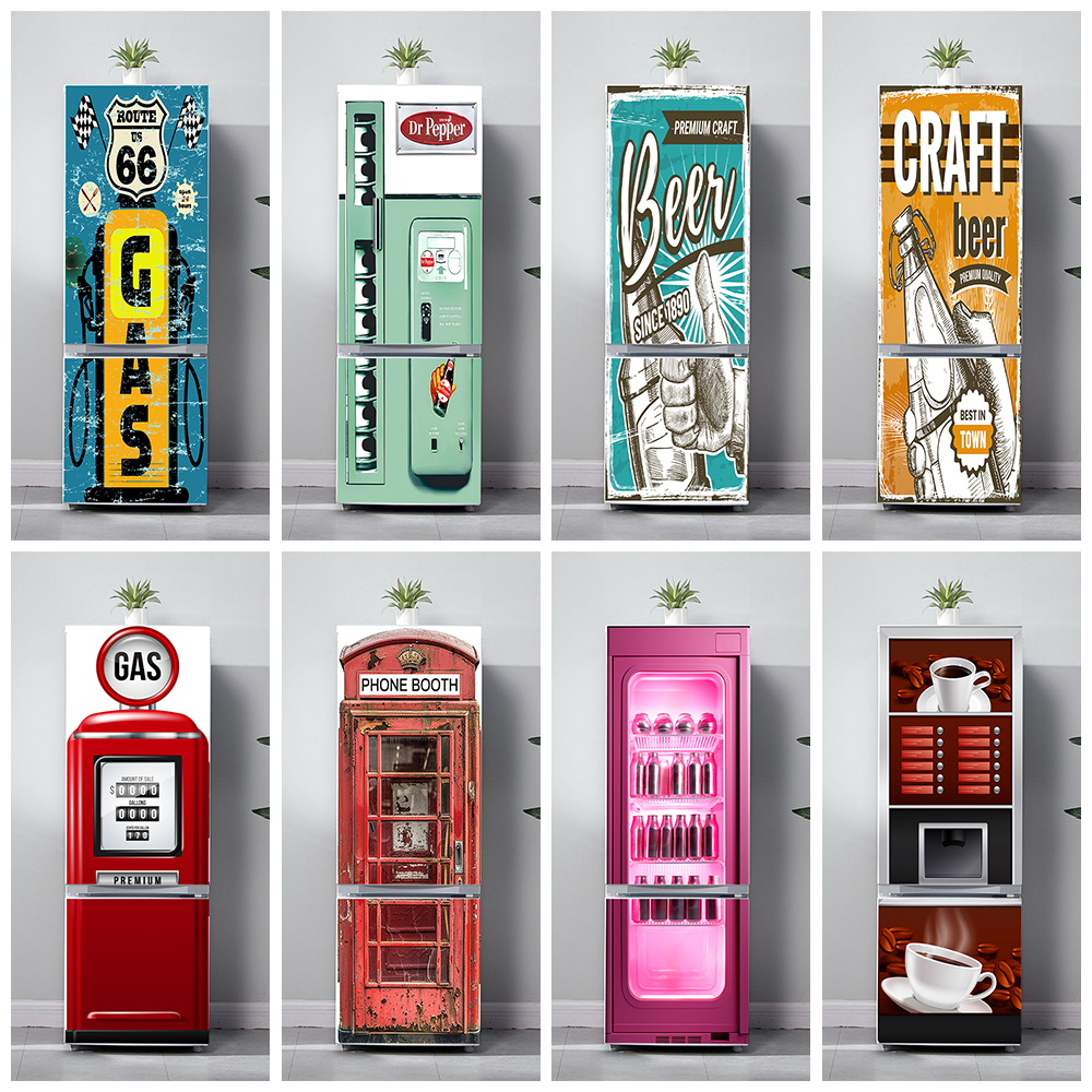 Commercial Kitchen Wall - Retro Phone Booth Printed Refrigerator Door