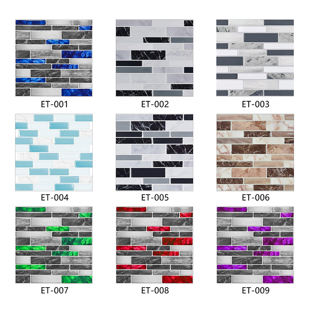 Commercial Kitchen Wall - 10pcs/set Flat Marble Mosaic Tiles Sticker