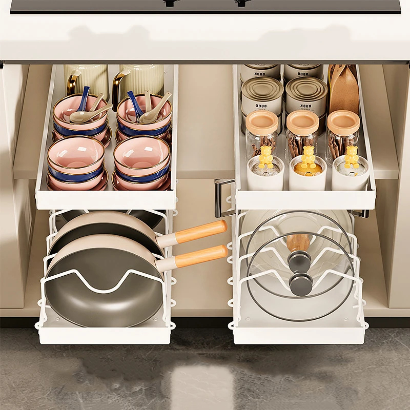 Commercial Kitchen Swing Door - Adjustable Pull Out Pot Rack with