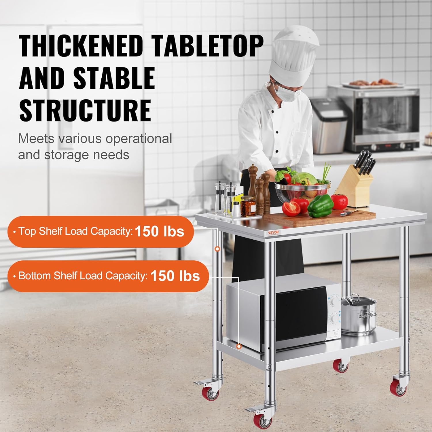 Stainless Steel Work Table 36x – Commercial Kitchen Prep Table With Storage recenzja i cena