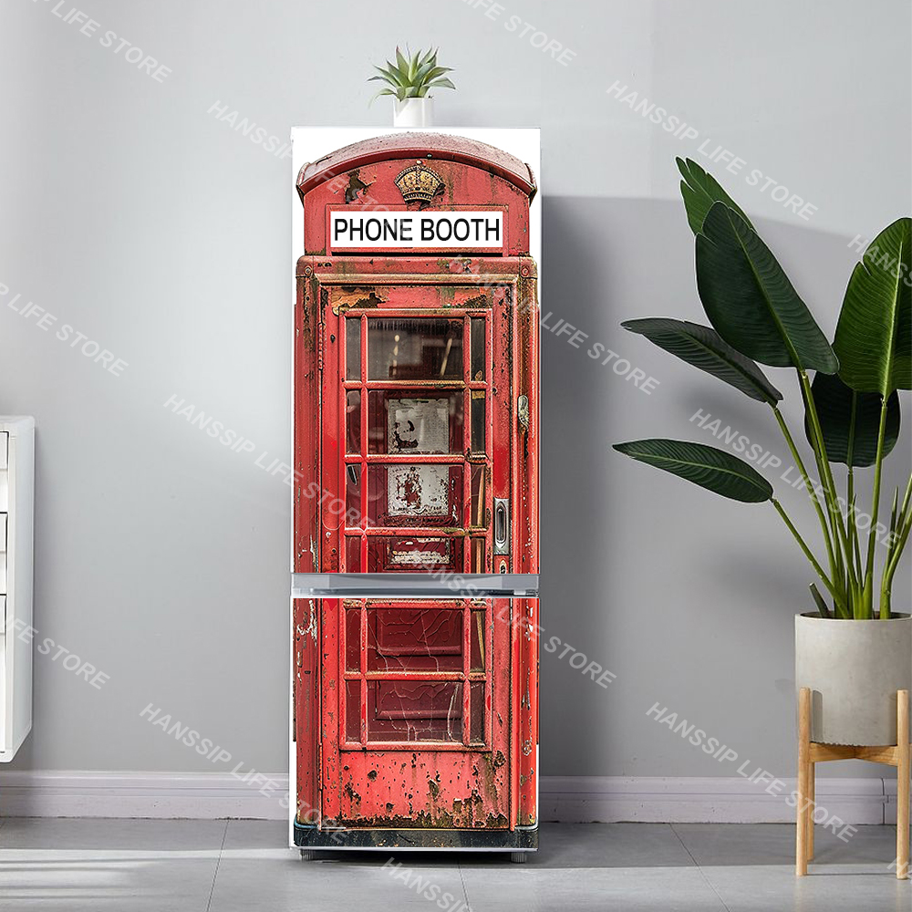 Retro Phone Booth Printed Refr – Commercial Kitchen Wall recenzja i cena