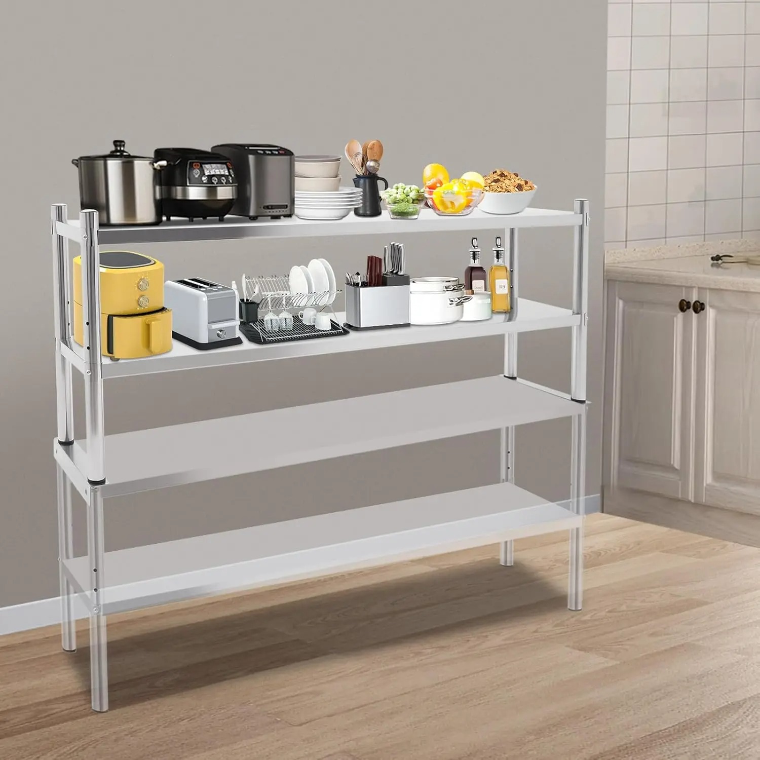 Stainless Steel Double Tier Ov – Commercial Kitchen Prep Table With Storage recenzja i cena