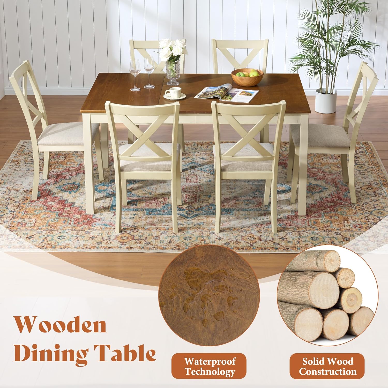 7-Piece Solid Wood Dining Tabl – Commercial Kitchen Bench recenzja i cena