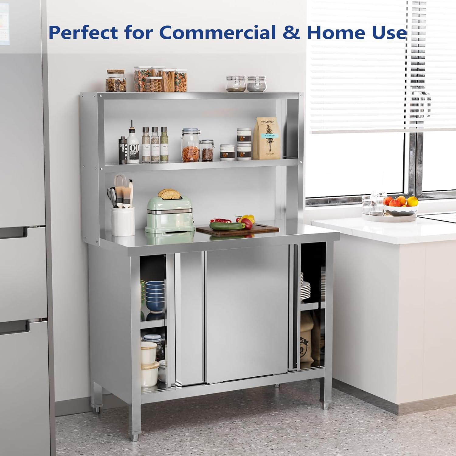 Stainless Steel Work Table 39x – Commercial Kitchen Prep Table With Storage recenzja i cena