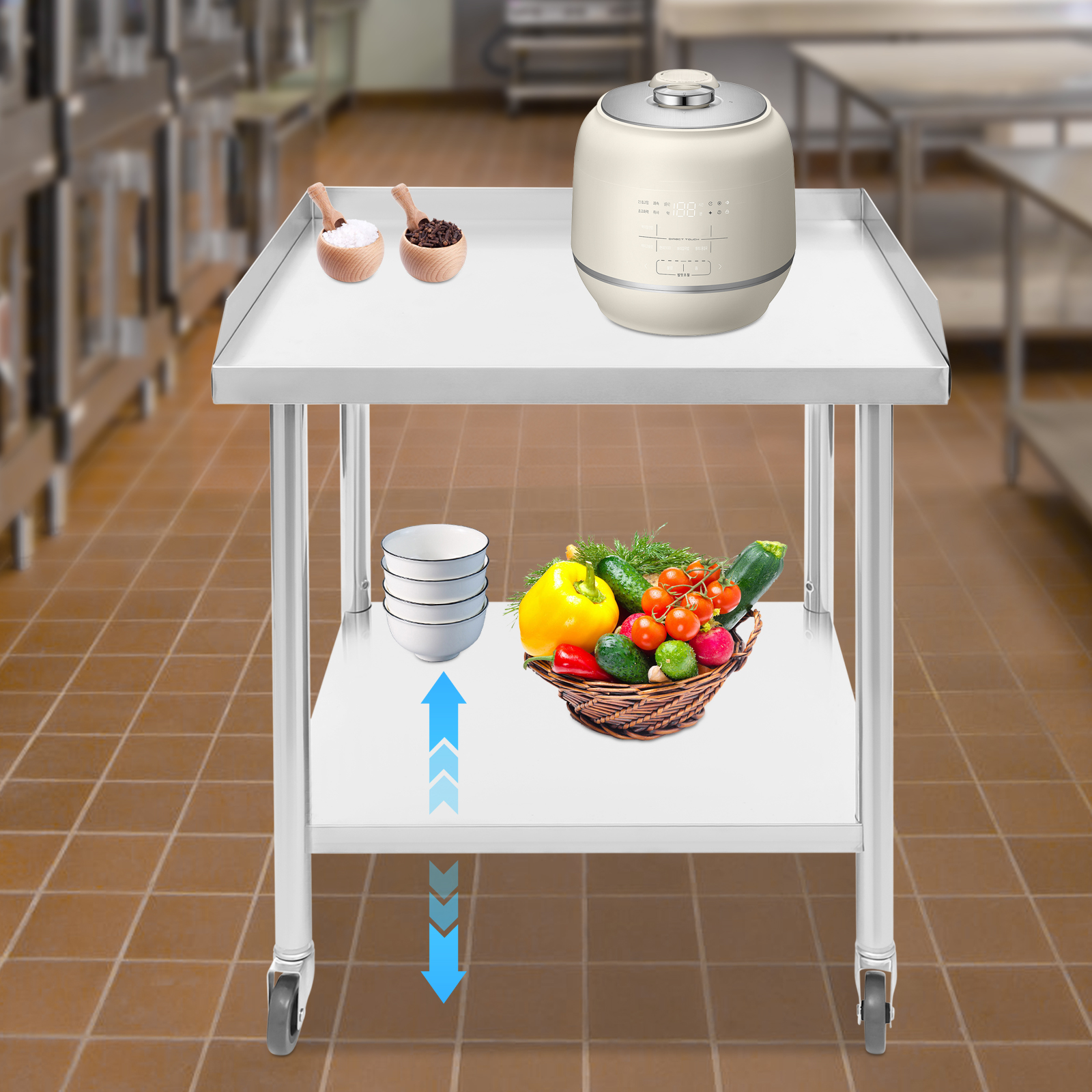 2 Tier Stainless Steel Work Ta – Commercial Kitchen Prep Table With Storage recenzja i cena