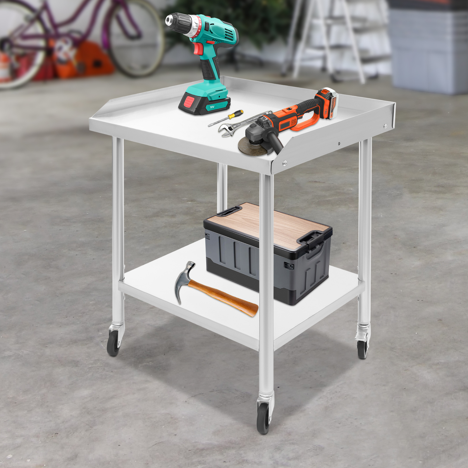 2 Tier Stainless Steel Work Ta – Commercial Kitchen Prep Table With Storage recenzja i cena
