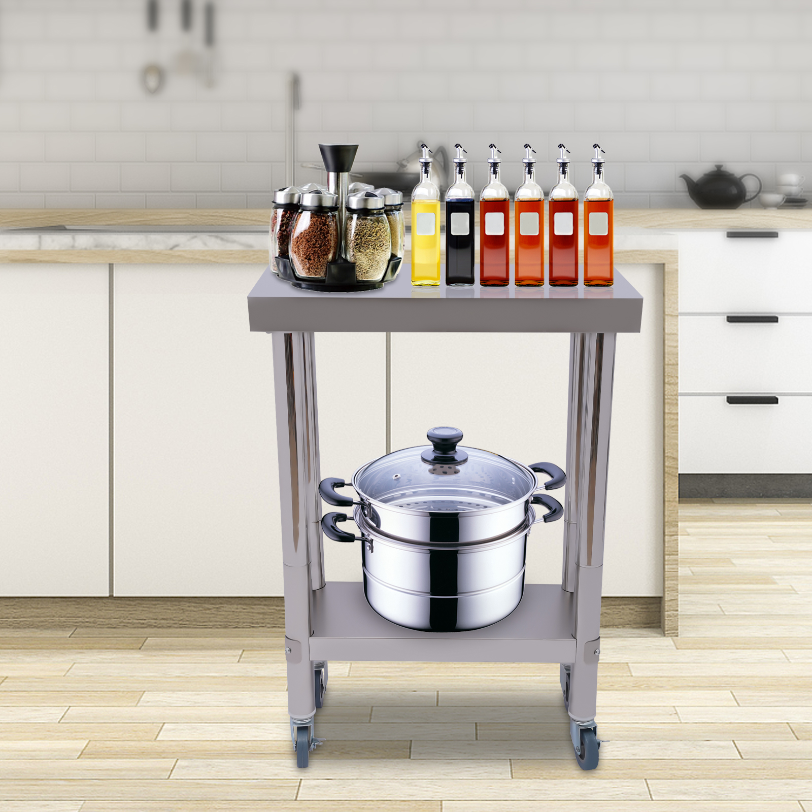 Stainless Steel Kitchen Workto – Commercial Kitchen Prep Table With Storage recenzja i cena