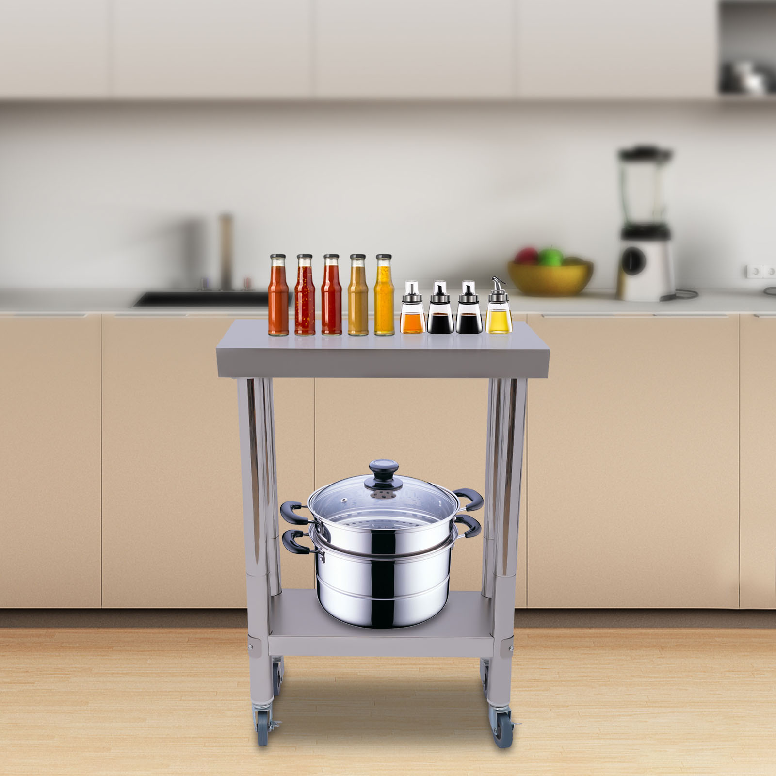 Stainless Steel Kitchen Workto – Commercial Kitchen Prep Table With Storage recenzja i cena