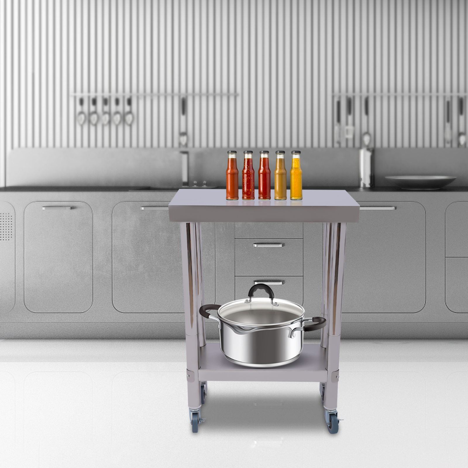 Stainless Steel Kitchen Workto – Commercial Kitchen Prep Table With Storage recenzja i cena