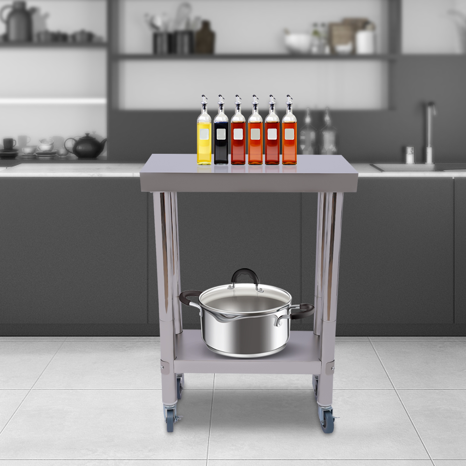 Stainless Steel Kitchen Workto – Commercial Kitchen Prep Table With Storage recenzja i cena