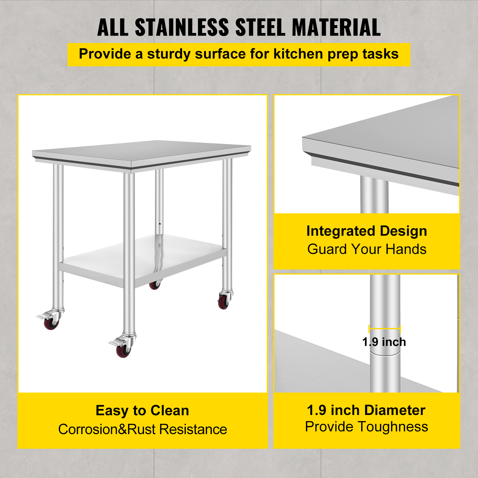 SucceBuy Stainless Steel Kitch – Commercial Kitchen Bench recenzja i cena