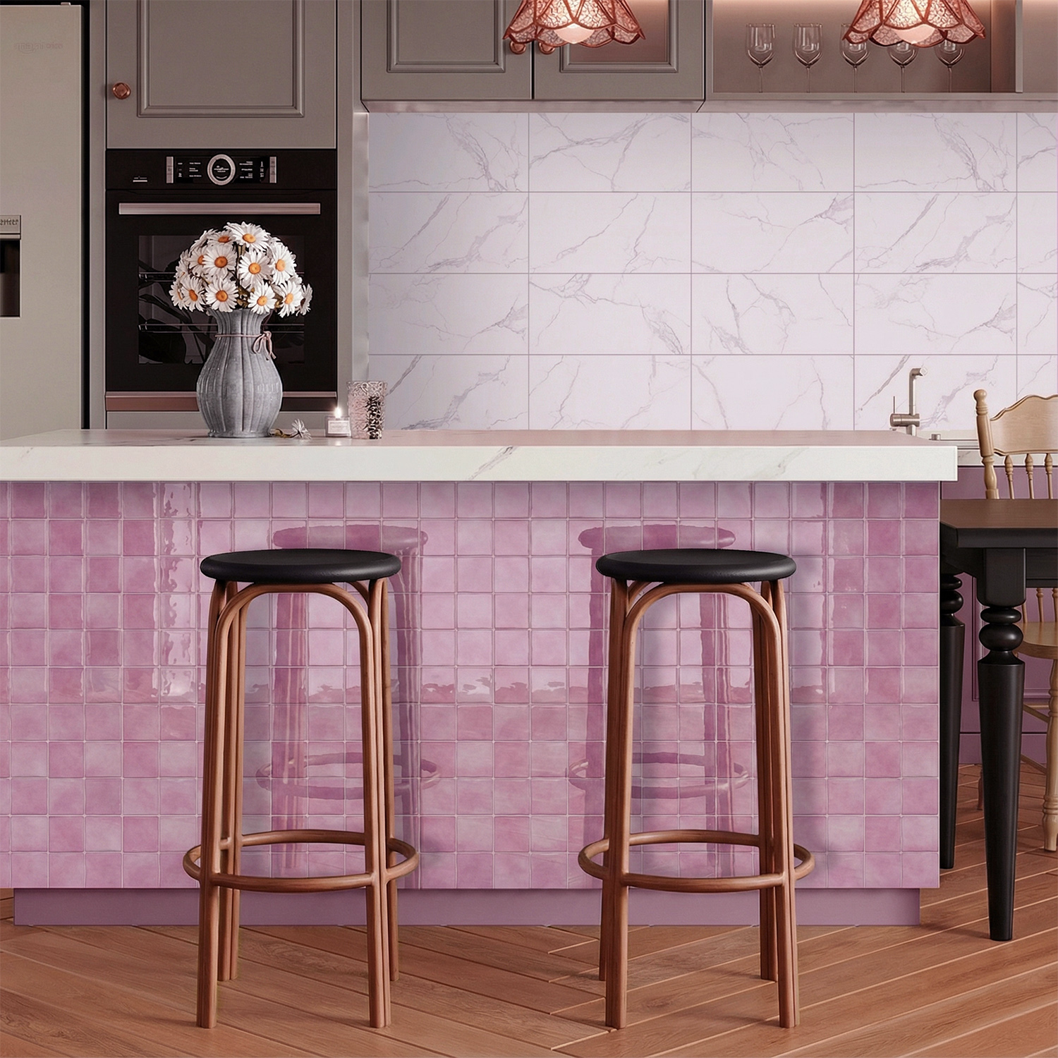 3D Epoxy Pink Tile Wall Sticke – Commercial Kitchen Wall recenzja i cena