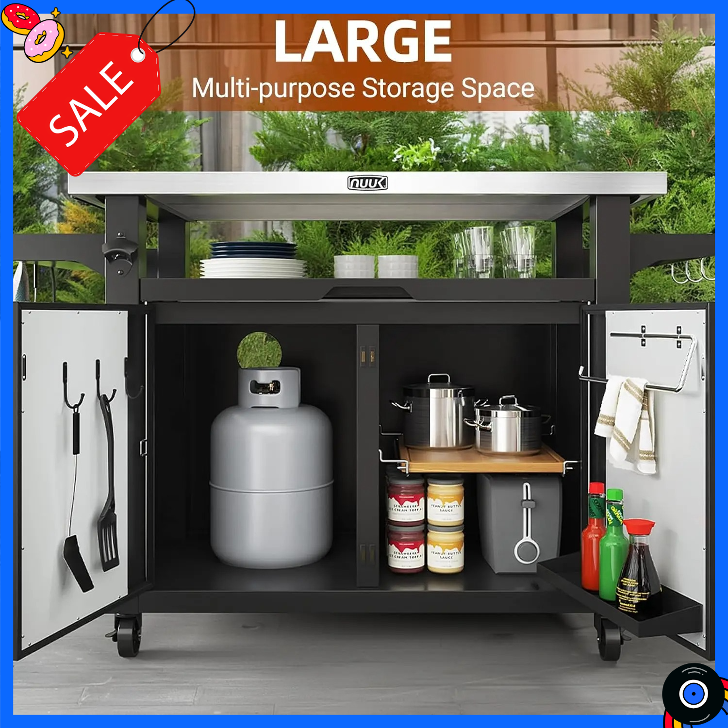 BestsellerOutdoor Grill Cart w – Commercial Kitchen Prep Table With Storage recenzja i cena
