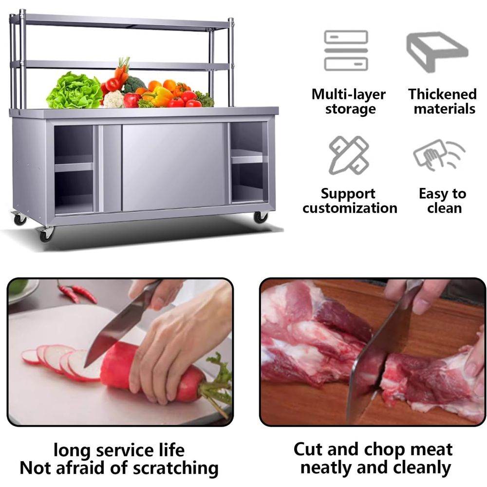 Commercial Heavy-Duty Stainles – Commercial Kitchen Prep Table With Storage recenzja i cena