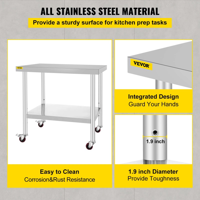 Stainless Steel Kitchen Prep T – Commercial Kitchen Prep Table With Storage recenzja i cena