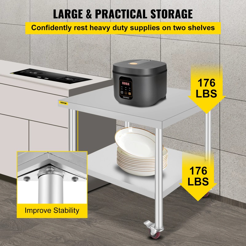 Stainless Steel Kitchen Prep T – Commercial Kitchen Prep Table With Storage recenzja i cena